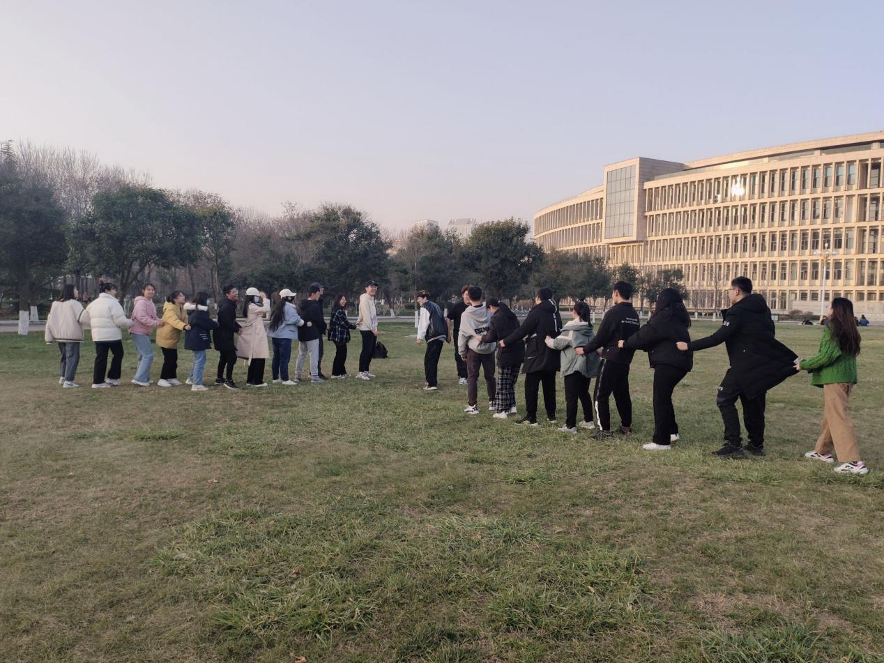 Students taking part in an outdoor class activity
