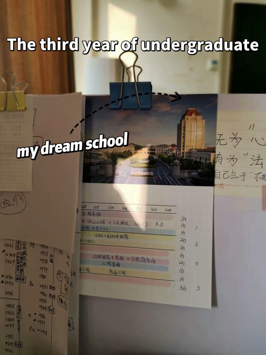 A study-period collage showing Ocean University of China as Wenxiu Wei's goal